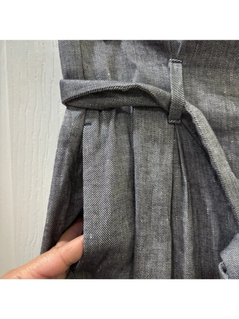Banana Republic High Waisted Linen Blend Pleated Belted Troucers Blue Size 8